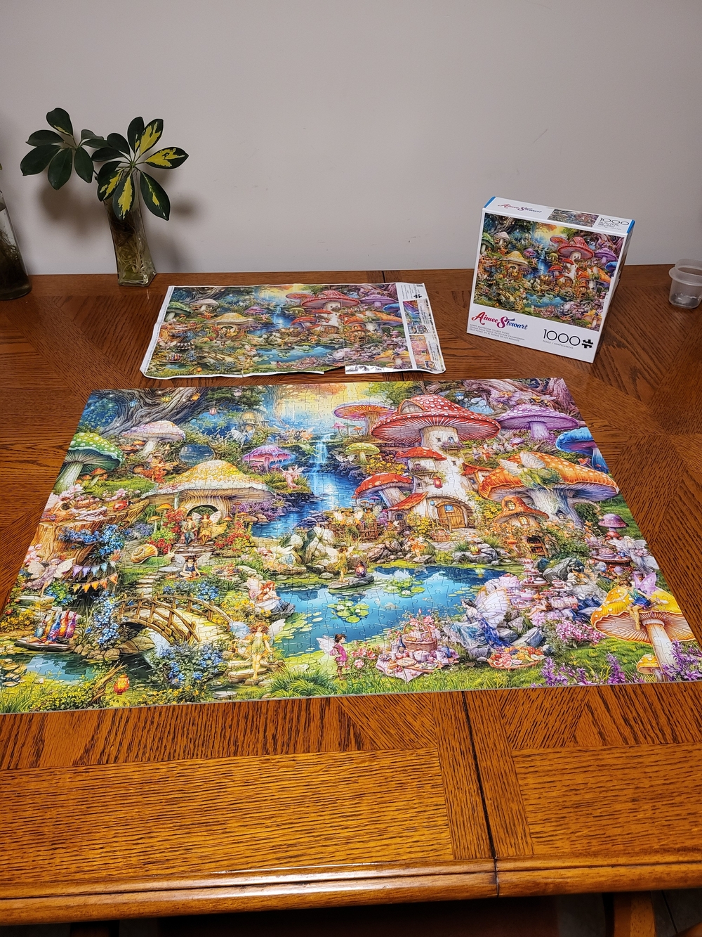 1000-Piece Fantasy Mushroom Village Jigsaw Puzzle - Multicolor